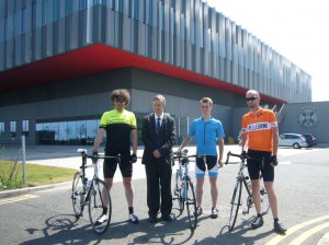 David, Rodger and Martyn with Professor Charles ffrench-Constant at the MS Centre in Edninburgh